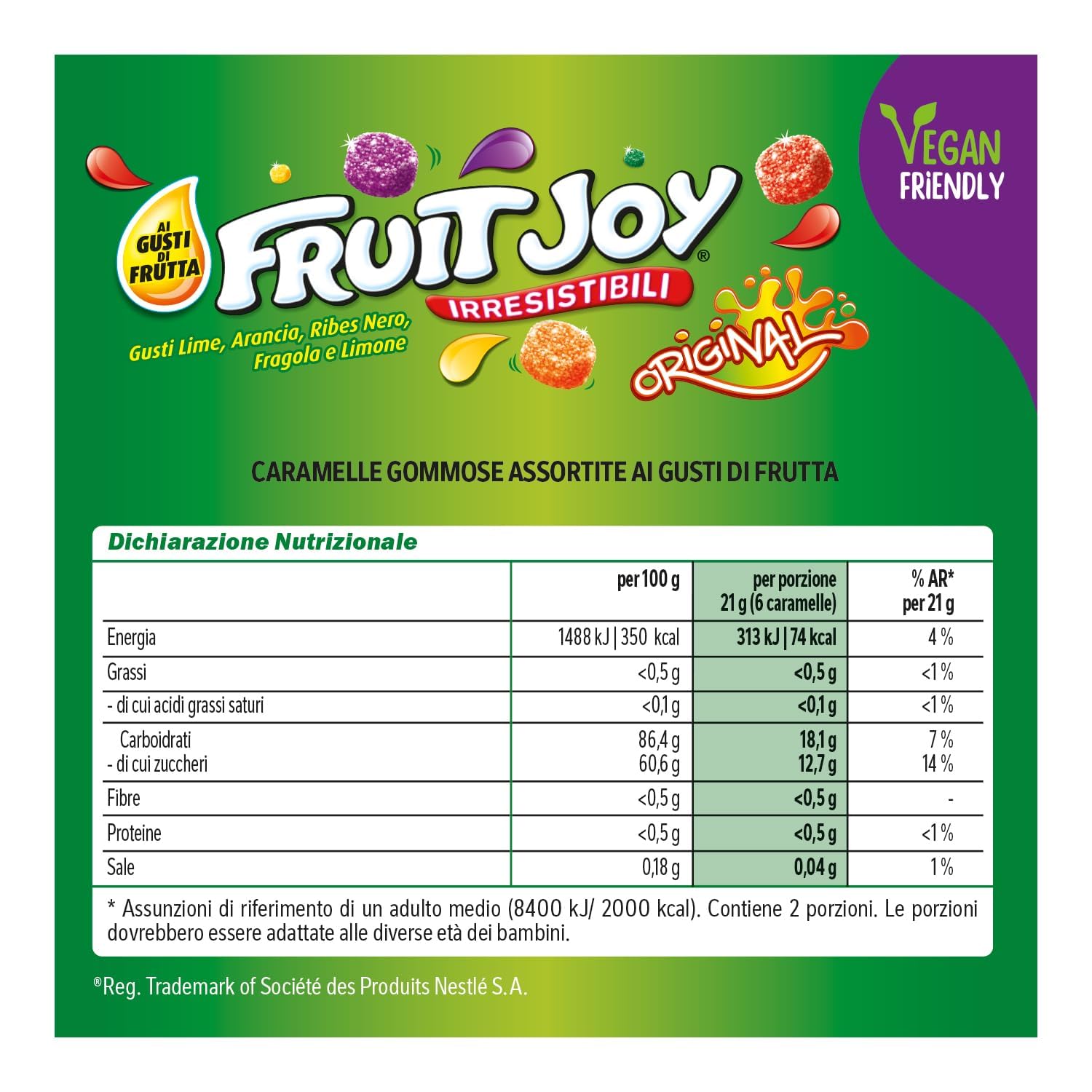 FRUIT JOY Original Caramelle Gommose alla Frutta Assortite, 32 Tubi da 48g (1,5kg)
