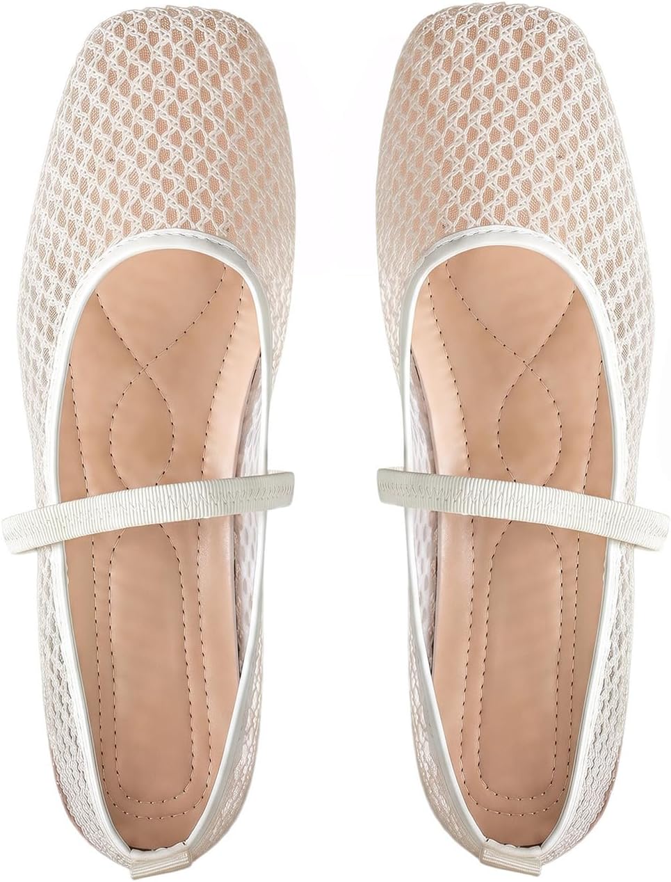 BEAUDRM Women's Polka Dots Mesh Ballet Flats Cute Lace Ballerina Flats