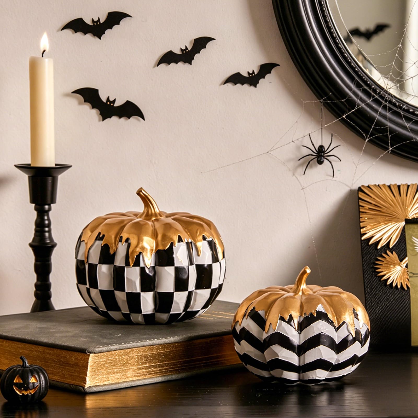 DN DECONATION Herbst Kürbis Deko 2 Stück, Halloween Deko Innen