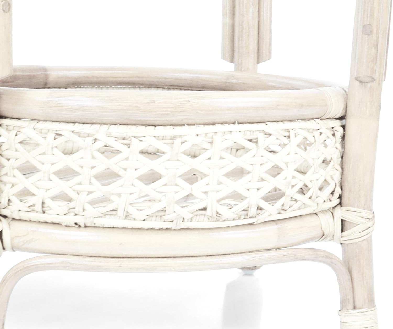 Pelangi Rattan Wicker 3 Pieces Set of 2 Chairs W/Cushions and Round Coffee Table W/Glass, White Color