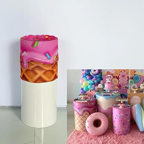 Miniatura 7 de Flowing Glaze - Fundas de mesa cilíndricas con cono de gofre, para decoración de fiestas temáticas de donas dulces, cubierta de pedestal, baby