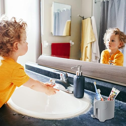 Miniatura 3 de RyanLemon Soporte para cepillo de dientes de elefante para niños pequeños, con ventosa, bonito soporte para cepillos de dientes para niños, para