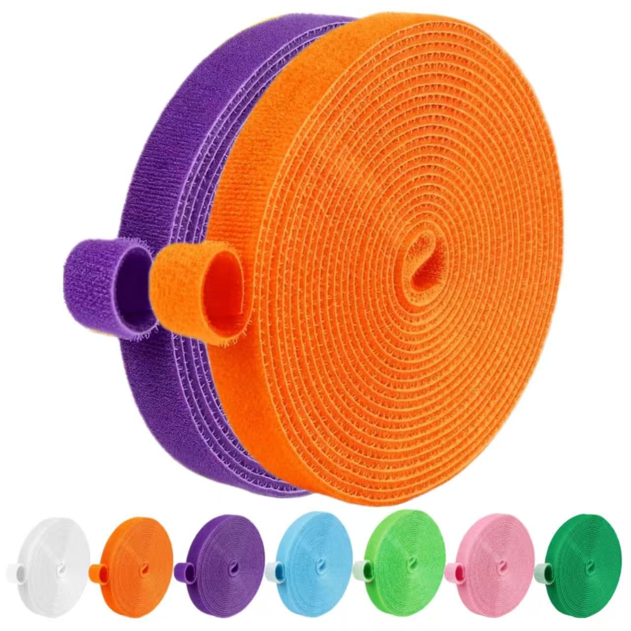 IFNOW 32FT Reusable Fastening Tape Cable Ties Double-Sided Hook-and-Loop Cable Management Tape Strength and Durability 0.4''/Width (2, Orange and Purple)