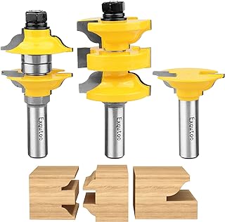 1/2 Inch Shank 3 Piece Router Extension Tenon Drill Bit Set for Entry Door Rails and Door Frame Wood Milling Cutter Door