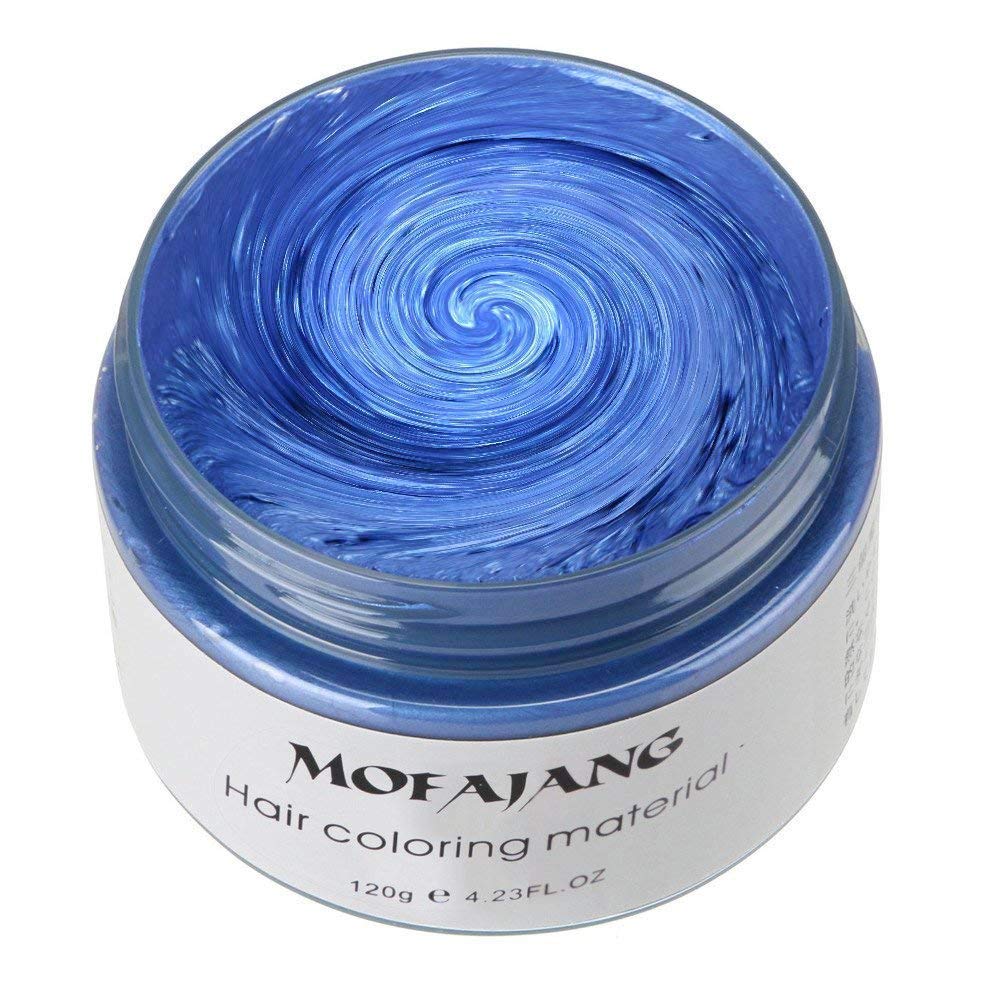 MOFAJANG Unisex Hair Wax Color Dye Styling Cream Mud, Natural Hairstyle Pomade, Washable Temporary,Party Cosplay (Blue)