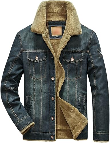 Denim Jacket Men's Fleece Warm Denim 