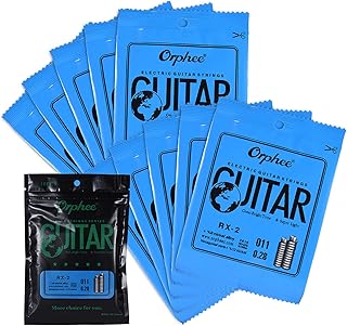 HUIOP Single String Replacement, RX-2 Single String Replacement for Electric Guitar 2nd B-String (.011) 10-Pack Nickel Alloy Super Light Tension
