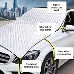 1 PC Car Half Car Cover Sunshade, Windshield Hood All-Season Protection Waterproof Dustproof Frostproof Portable Car Cloth, Outdoor Indoor Foldable Protective Cover, Universal for Cars (Silver)