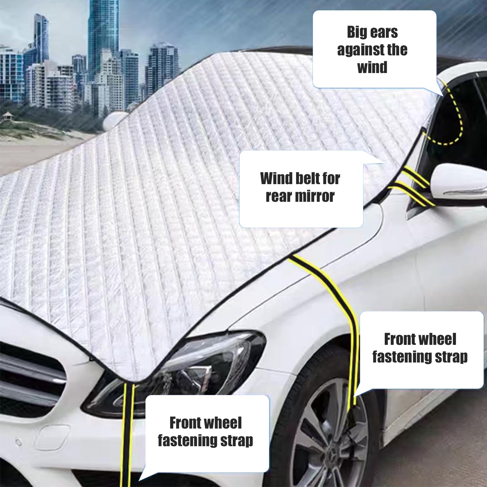 ZBGUN 1 PC Car Half Car Cover Sunshade Windshield Hood All-Season Protection Waterproof Dustproof Frostproof Portable Car Cloth — view 5