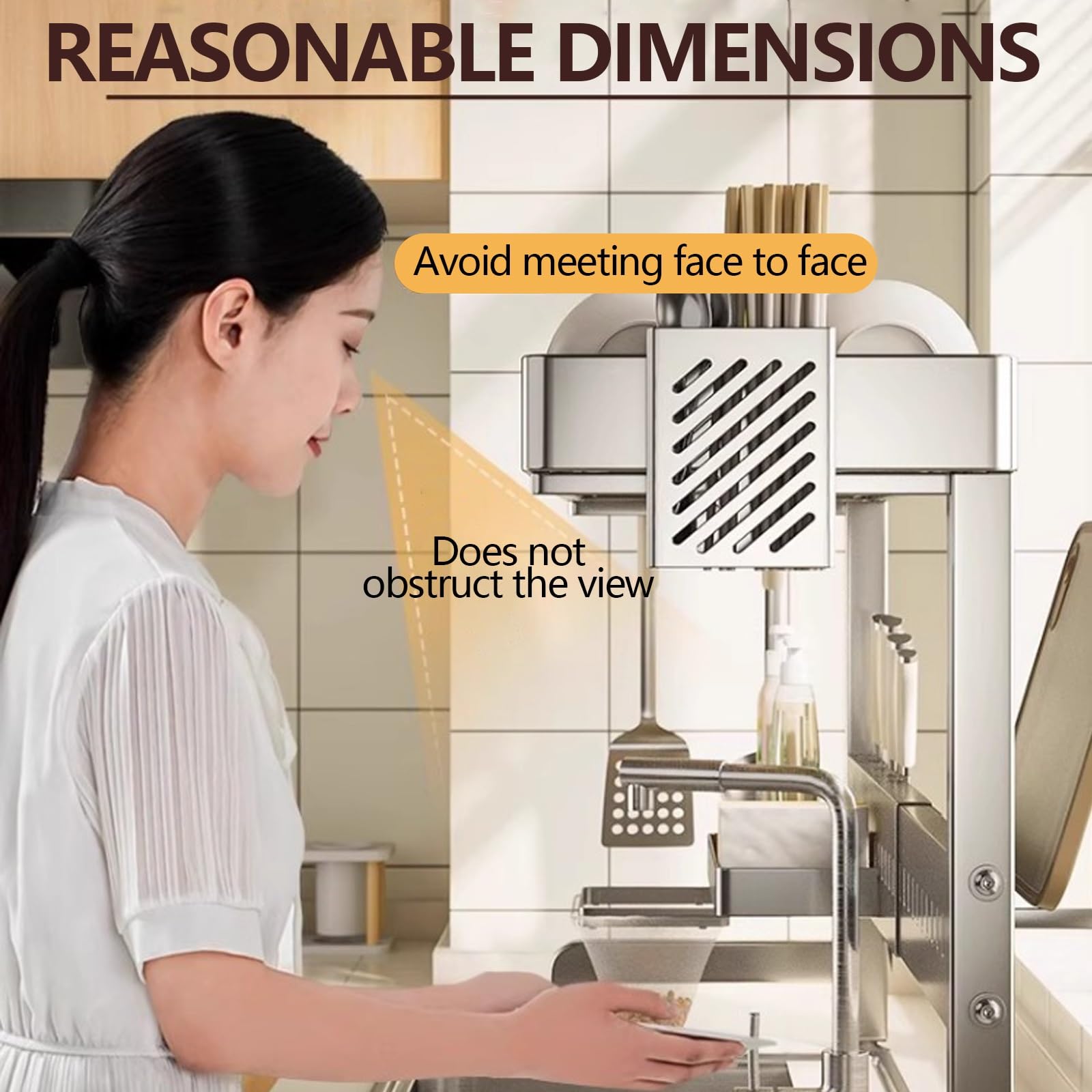 Escurreplatos de cocina ajustable de acero inoxidable para encimera que ahorra espacio (55 88 cm, 8,6 y 87,9 cm) para un secado eficiente y nizat