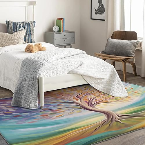 Miniatura 8 de Alfombra de árbol de la vida y decoración del hogar, alfombra de 6 x 9 pies, alfombras de fantasía para sala de estar, dormitorio, alfombra de árbol