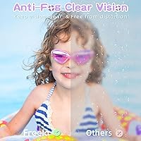 Vista 4 de Freela Gafas de natación para niños, paquete de 2 gafas de natación para niños de 3 a 14 años, gafas de natación para niños y niñas, antivaho