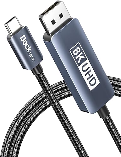 dockteck USB C to DisplayPort Cable 6Ft/2M, 8K Type C to DP 1.4 Cable, Thunderbo