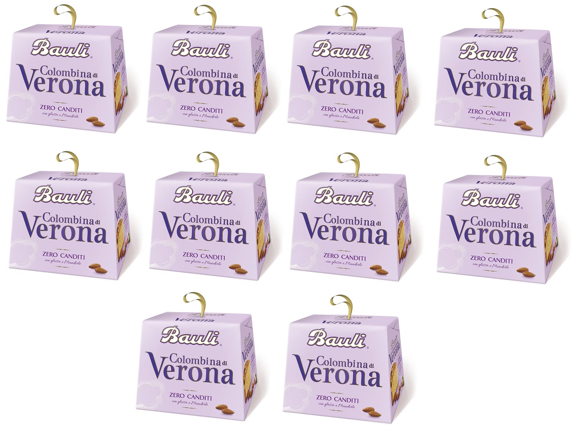 10x Bauli Colombina Verona Typisches Dessert der Ostertradition Osterkuchen mit Mandeln und Puderzucker,Ohne Kandierte Früchte 100g