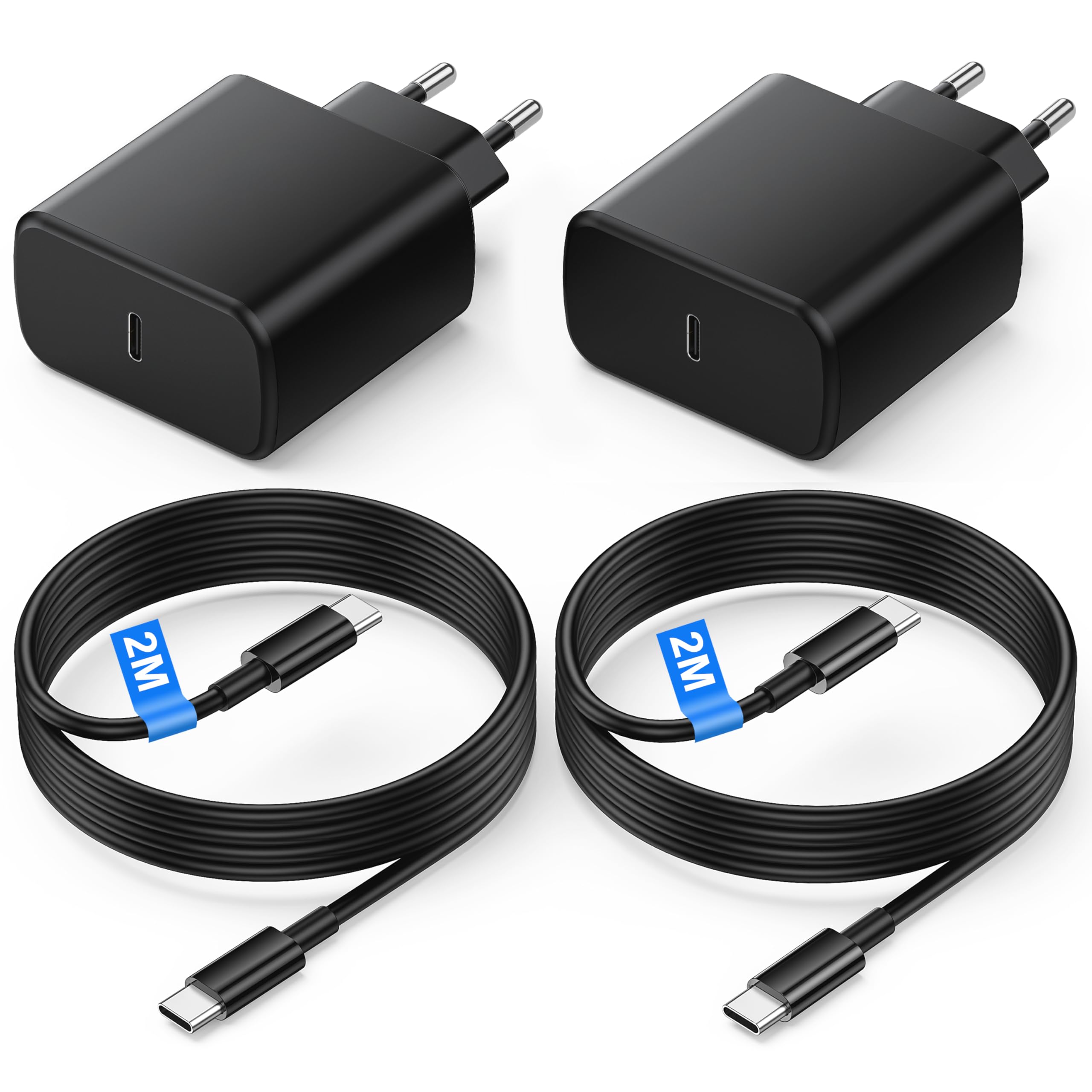 Bamkey 45W USB C Caricatore Caricabatterie con 2M Cavo per Samsung Galaxy S26 S25 S24 S23 S23+ /S23 Ultra /S22/S21/Note20, USBC Presa Carica Alimentatore Tipo C Spina Ricarica Adattatore(2Pezzi)