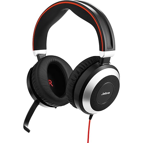 Jabra Evolve 80 MS Teams Wired Headset Professional Telephone Headphones with Unrivalled Noise Cancellation for Calls and Music, Features World Class Speakers and All Day Comfort