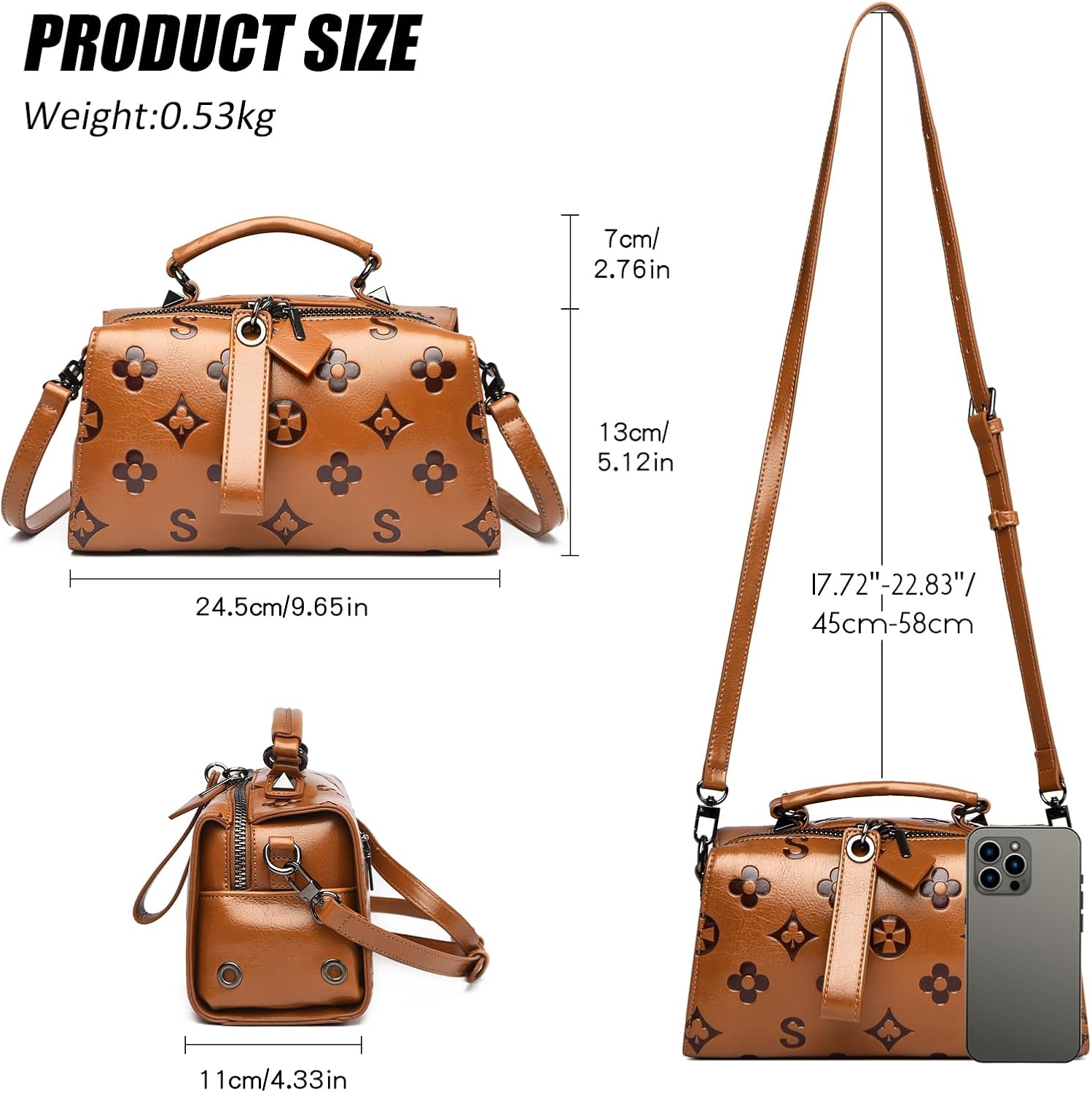 Travistar Crossbody Handbags and Purses Women - Small Leather Embossed Top Handle Purse Shoulder Bag Satchel Bags Tote Cluch
