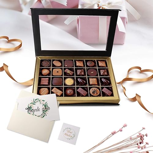 Miniatura 10 de Cajas de chocolate, caja de chocolate negro, mini cajas vacías con absorción magnética y divisores, cajas de embalaje para chocolates caseros,