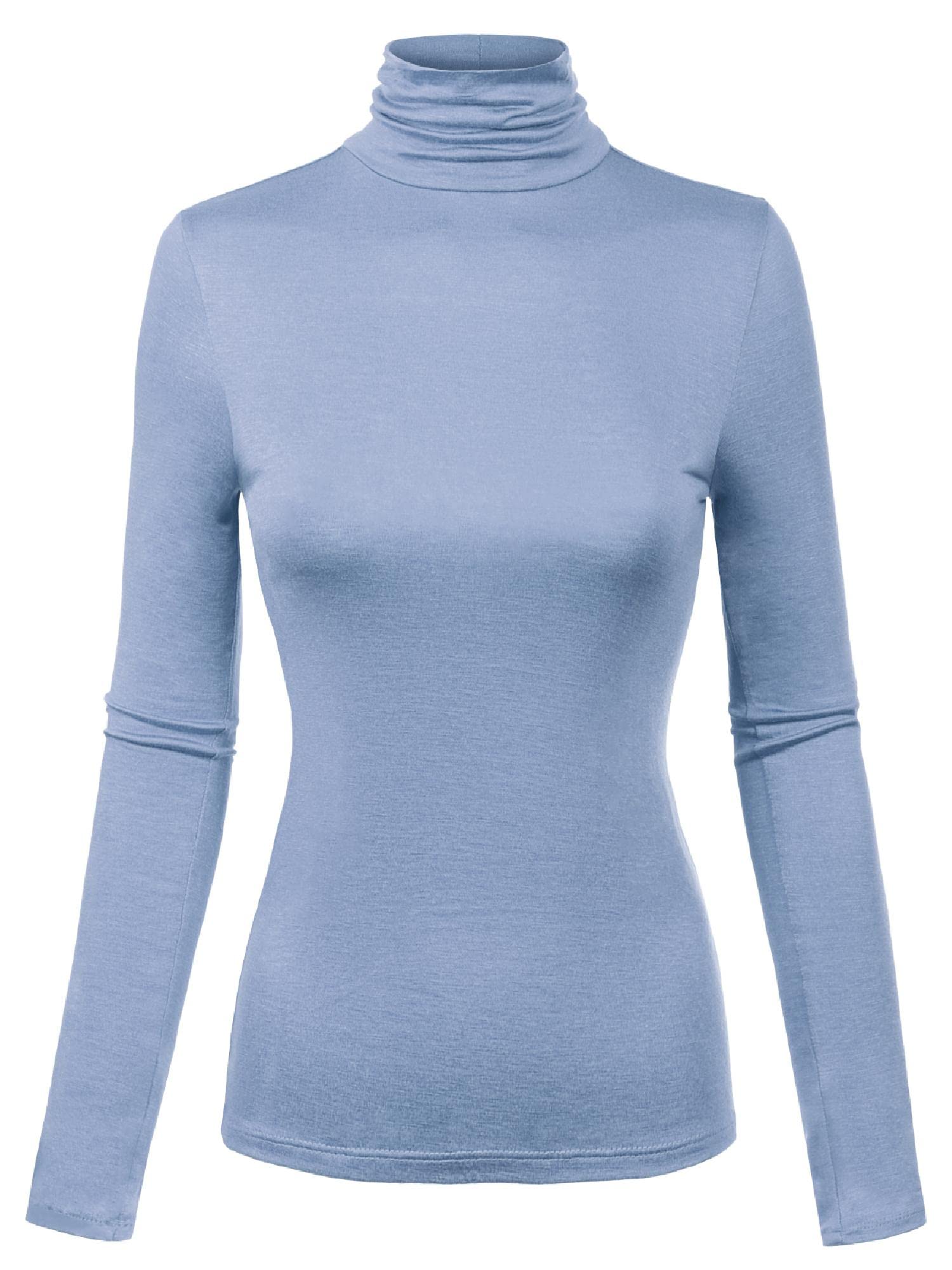 MixMatchy Women's Slim Lightweight Long Sleeve Pullover Turtleneck Mock Shirts Base Layer Undershirts Active Tops