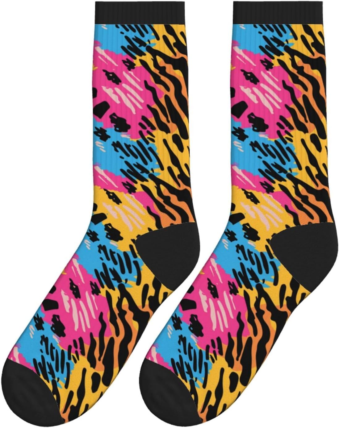 Novelty Crew Socks Crazy Dress Socks Fun Colorful Novelty Graphic Crew Tube Socks Mid-Calf Funny Socks