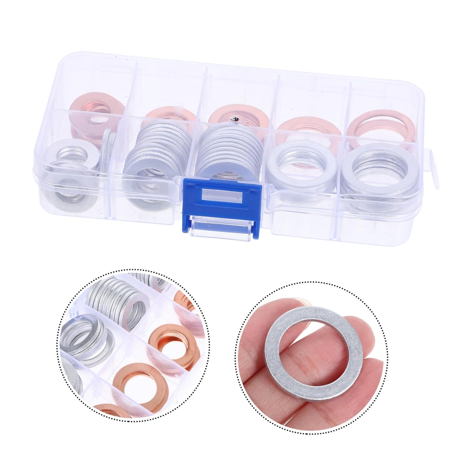 Engine Oil Drain Plug Washer Assortment Leakproof Aluminum Copper Seal Gaskets for Fit Automotive Oil Pan Drain Plugs Quick Installation Durable Performance