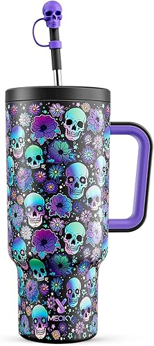 Meoky Vaso de 40 onzas con asa, tapa a prueba de fugas y popote, taza de cafĂ© aislada de acero inoxidable, taza de viaje que mantiene el frĂo Meoky Vaso de 40 onzas con asa, tapa a prueba de fugas y popote, taza de cafĂ© aislada de acero inoxidable, taza de viaje que mantiene el frĂo
