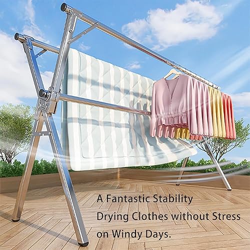 Miniatura 3 de Clothes Drying Rack Foldable - Stainless Steel Laundry Drying Rack for Indoor Outdoor Use, Adjustable Length Space Saving, Easy to Move, Blanket