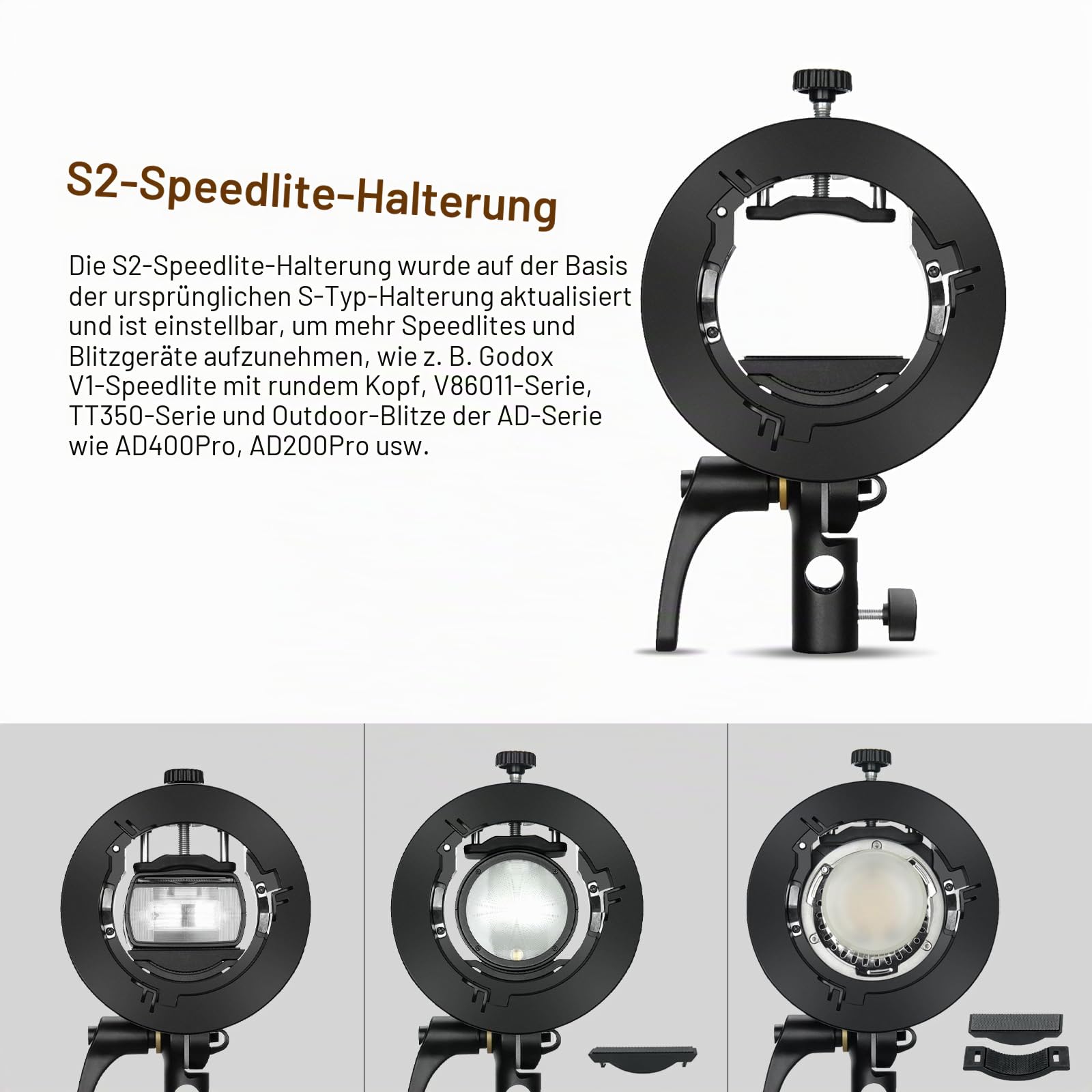 Godox Softbox Kit mit S2 S-Mount Bowens Blitzhalter mit Gitter 32 x 32 Inch.80 x 80 cm, passend für Studio Godox V1, AD200PRO, V860II, TT685, TT350, AD400PRO