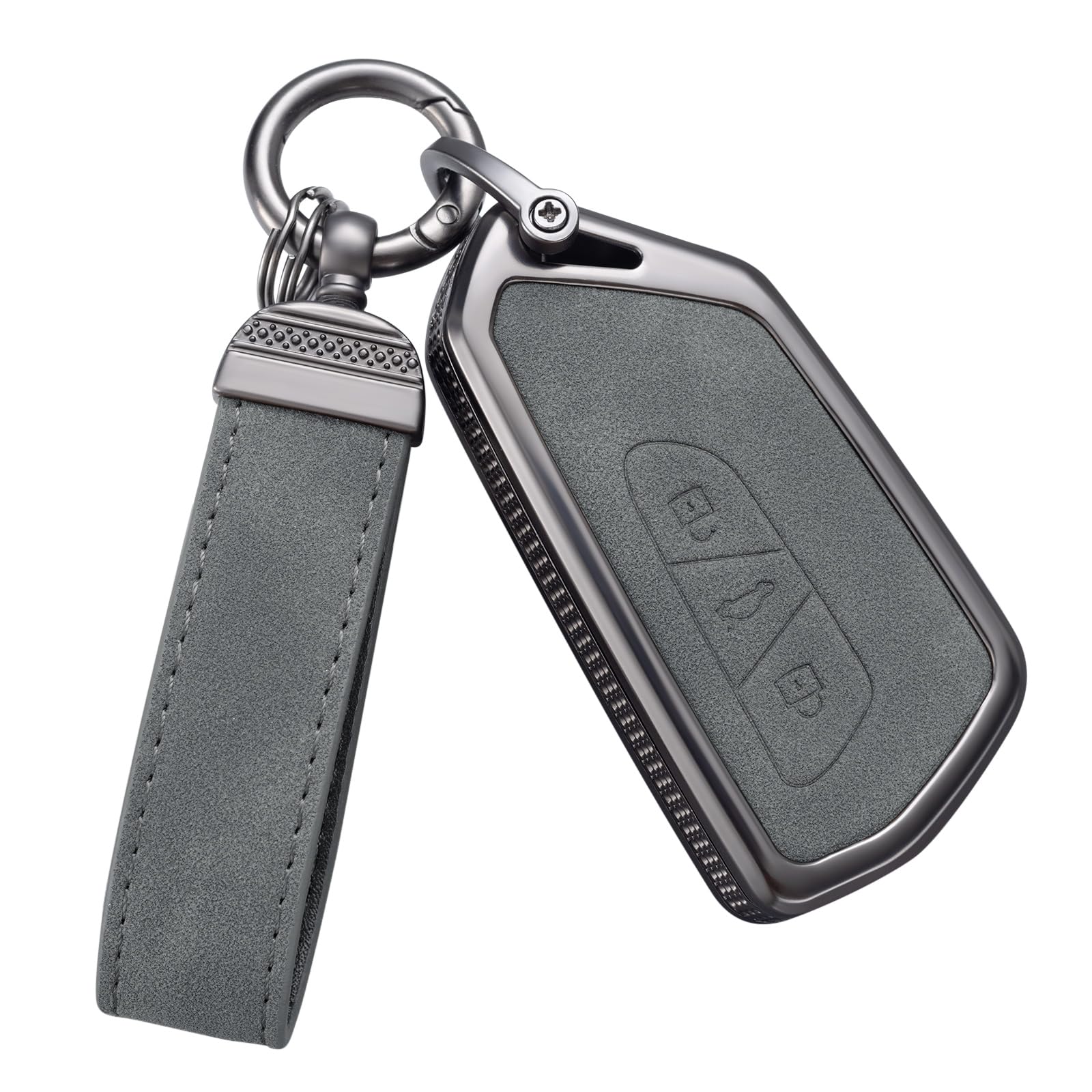 Photo 1 of YO&YOYE Compatible with Volkswagen Key Fob Cover with Keychain Leather Key Case Protector for VW ID3 ID4 MK8 Golf 8 GTI Skoda Octavia Keyless Entry (Model3, Grey)