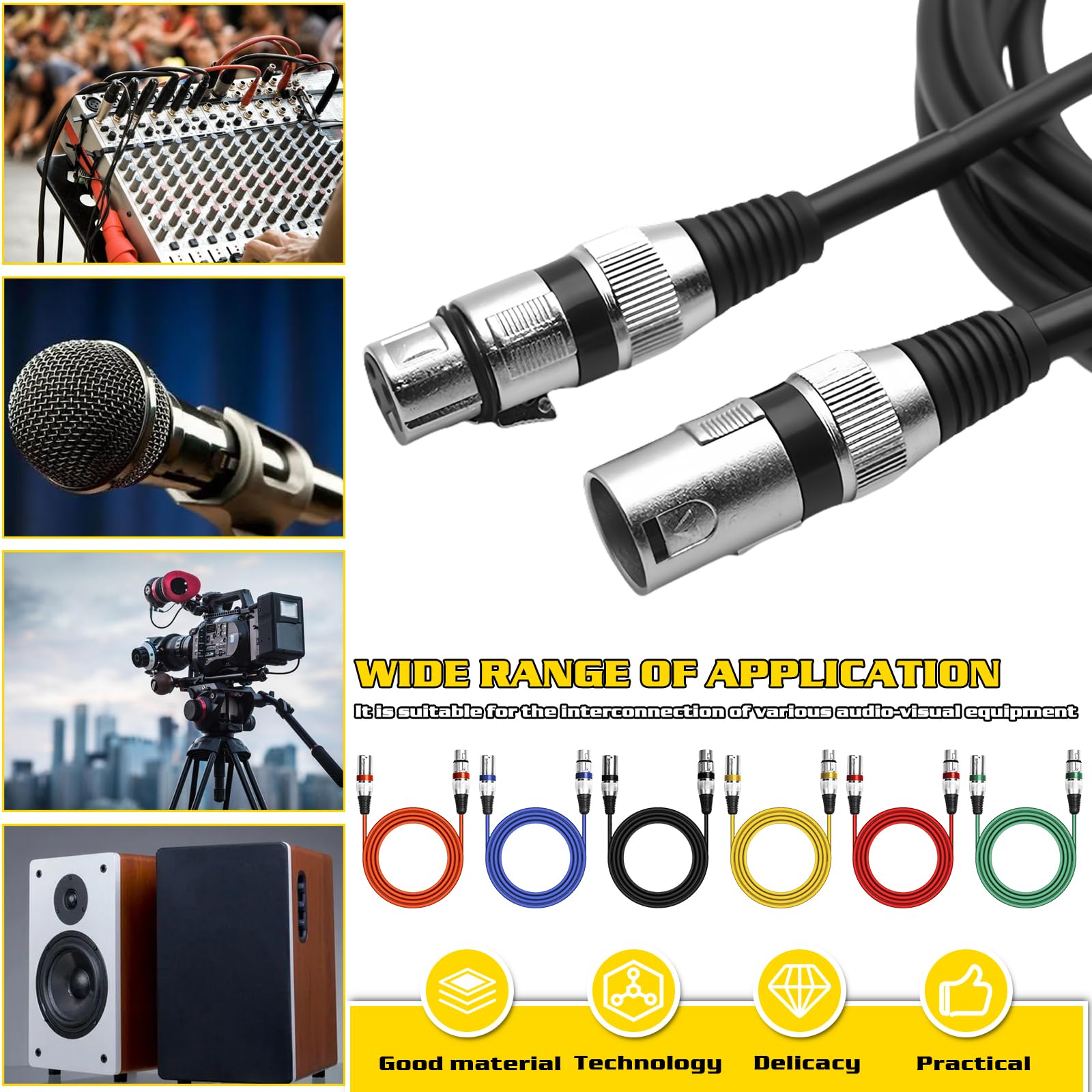 2x 30 M Cavo Per Microfono XLR-XLR 3-Pin Nero DMX Cavo Del