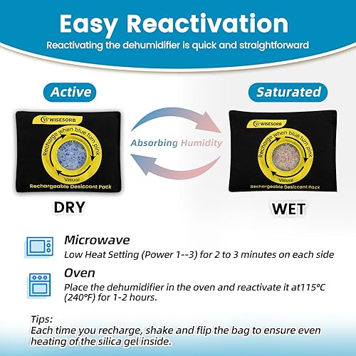 Miniatura 5 de Paquetes de desecantes de gel de sílice reutilizables de 3.53 oz, deshumidificador recargable con indicador de color para almacenamiento, cajas