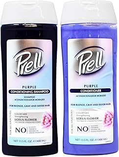 Purple Shampoo + Conditioner Set for Blonde, Bleached, Gray & Silver Hair, Neutralizes Yellow Tones, Color-Safe Hydrating Lotus Flower System, 13.5 fl oz Each