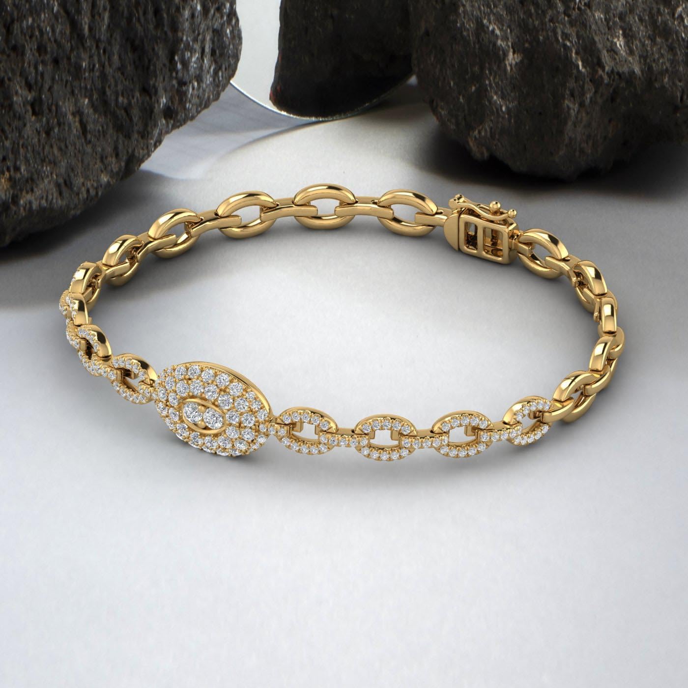 1.2 Carat 4 Prong Set Round Cut Natural Diamond Link Bracelet for Women in 10K Gold Jewelry Gift for Women