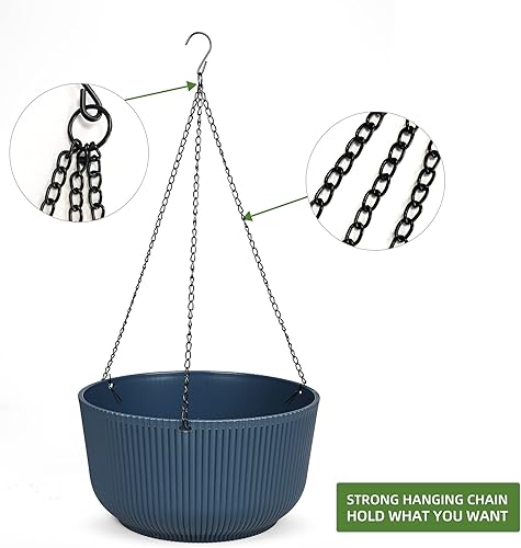 Miniatura 5 de Dexceder Macetas colgantes de autorriego de 11.2 pulgadas para interiores y exteriores, cesta colgante gruesa (paquete de 2, rosa)