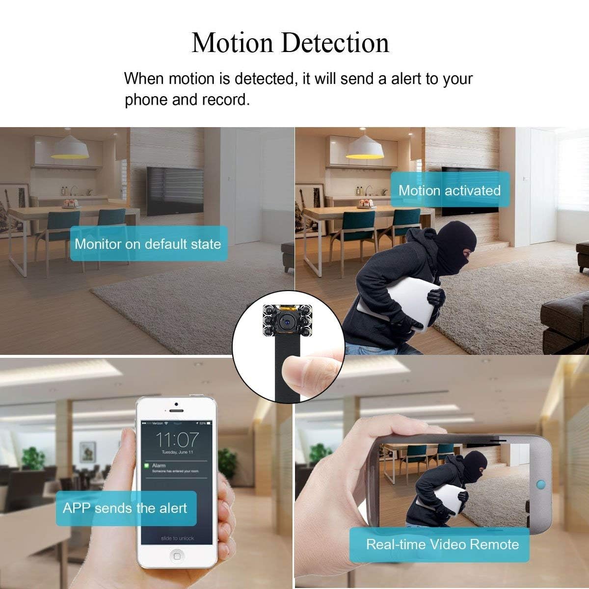 Caméra Mini Sécurité Cachée HD Wi-Fi CCTV P2P Vision Nocturne