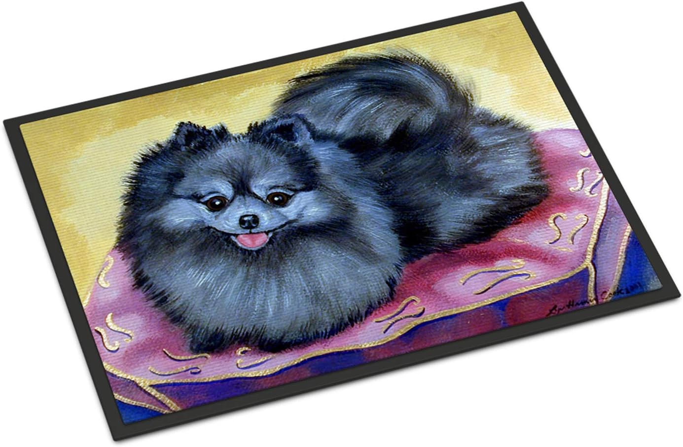 Caroline's Treasures 7503MAT Pomeranian Doormat 18x27 Front Door Mat Indoor Outdoor Rugs for Entryway, Non Slip Washable Low Pile, 18H X 27W