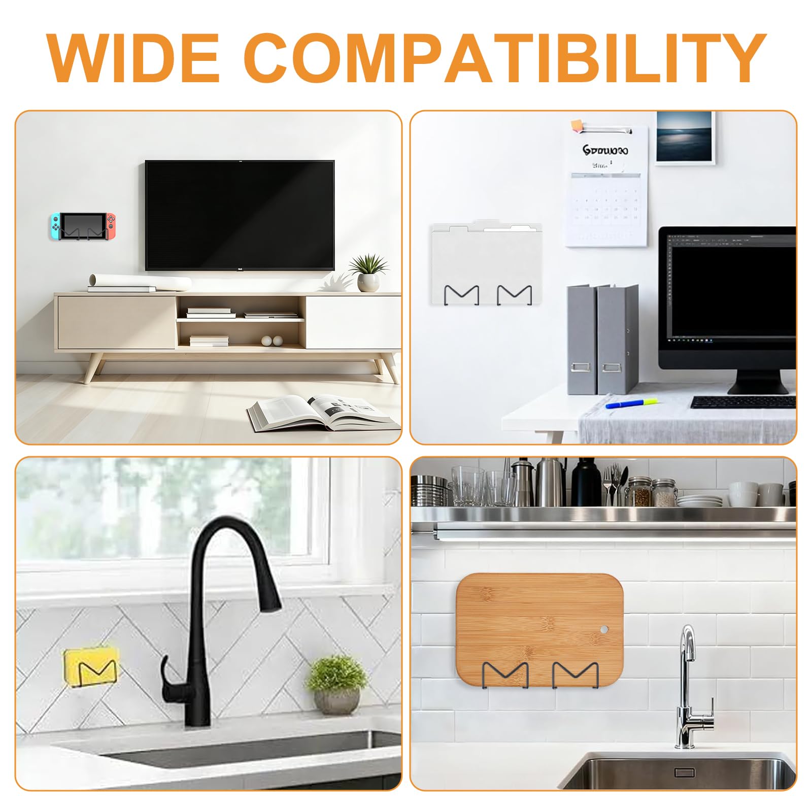 MOROBOR Supporto per bilancia da parete, 2 pezzi, autoadesivo, supporto regolabile da parete, adatto per casa, palestra, bagno, camera da letto, cucina, dormitorio, camper, dispensa/nero