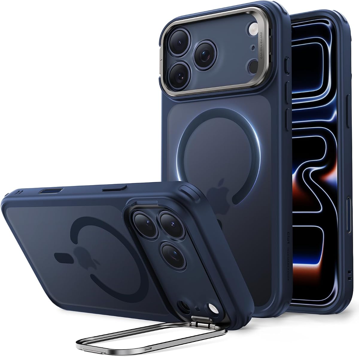 ESR para iPhone 17 Pro Max Case Flex Stand, para MagSafe, azul esmerilado | Antiamarilleo, protección contra caídas de grado militar 3X, funda magnética para teléfono, esquinas protectoras de aire a prueba de golpes, resistente a arañazos