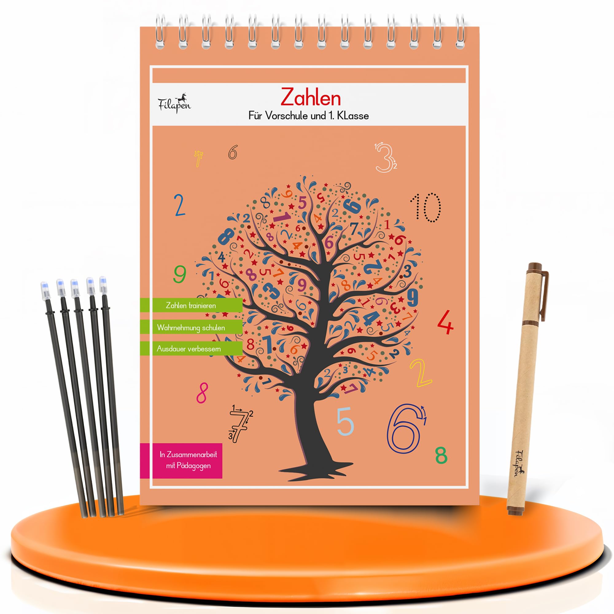 Filapen® Magisches Übungsheft Zahlen I Wiederverwendbares Übungsheft für Vorschulkinder I Vorschule rechnen lernen I ideal für die Einschulung I Zahlen lernen