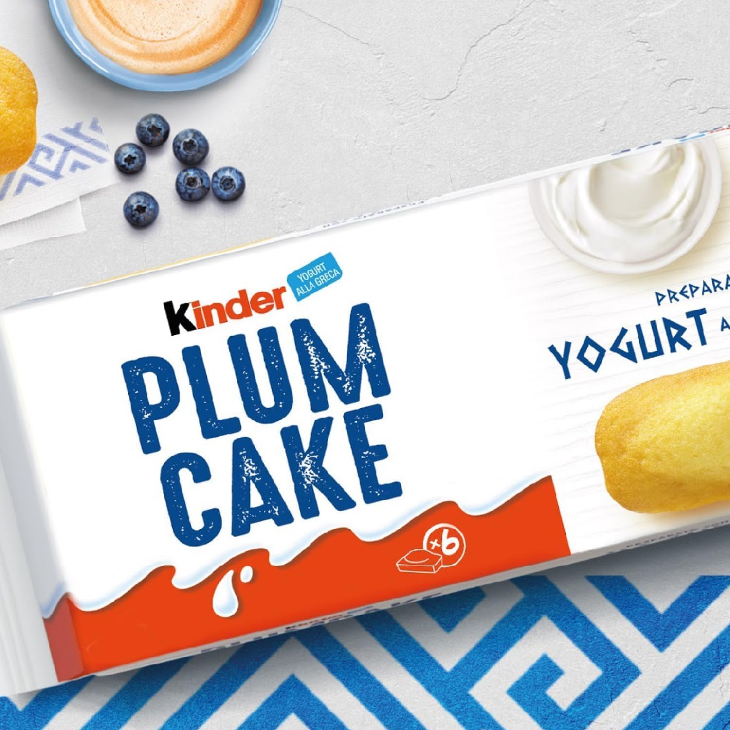 Italian Gourmet Kinder Plum Cake moelleux préparé avec yaourt à la grecque – Gâteaux individuels pour petit-déjeuner & goûter – Pack 6 x 192 g + Italian Gourmet Polpa