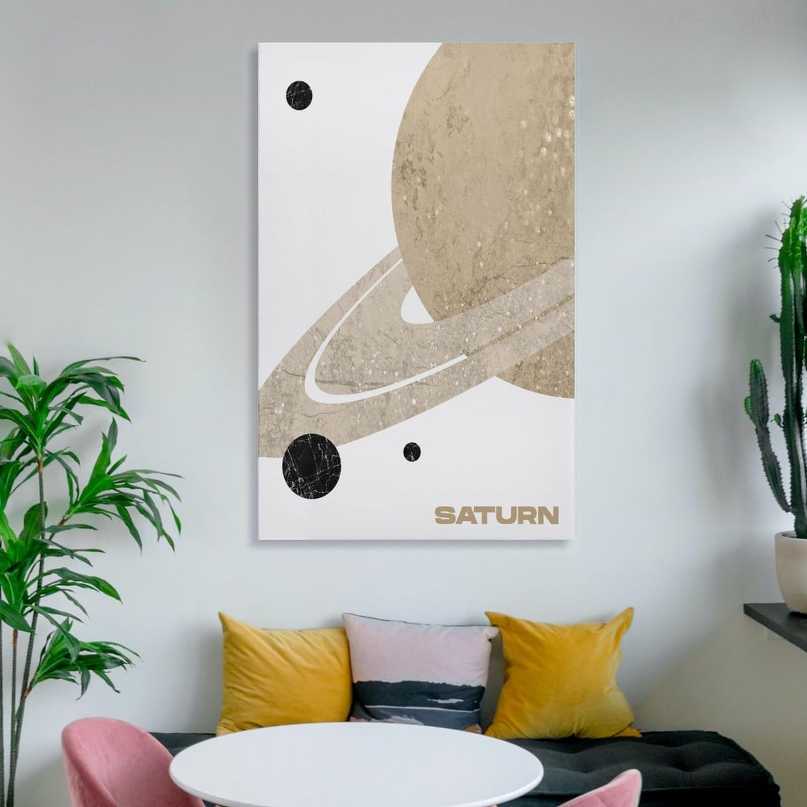 Poster di Saturno con texture in marmo, serie di poster con pianeti, decorazione da parete per gli amanti dello spazio, idee regalo astronomiche, tema spaziale