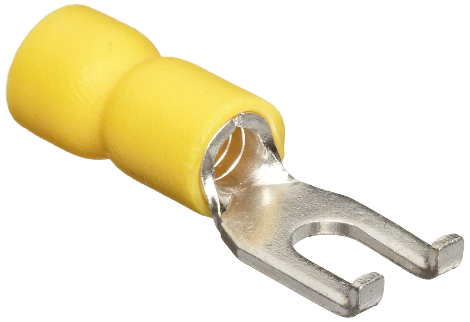 11778 Flange Spade Terminal, Vinyl Insulated, Yellow, 12-10 Wire Size, #8 Stud Size (Pack of 100)