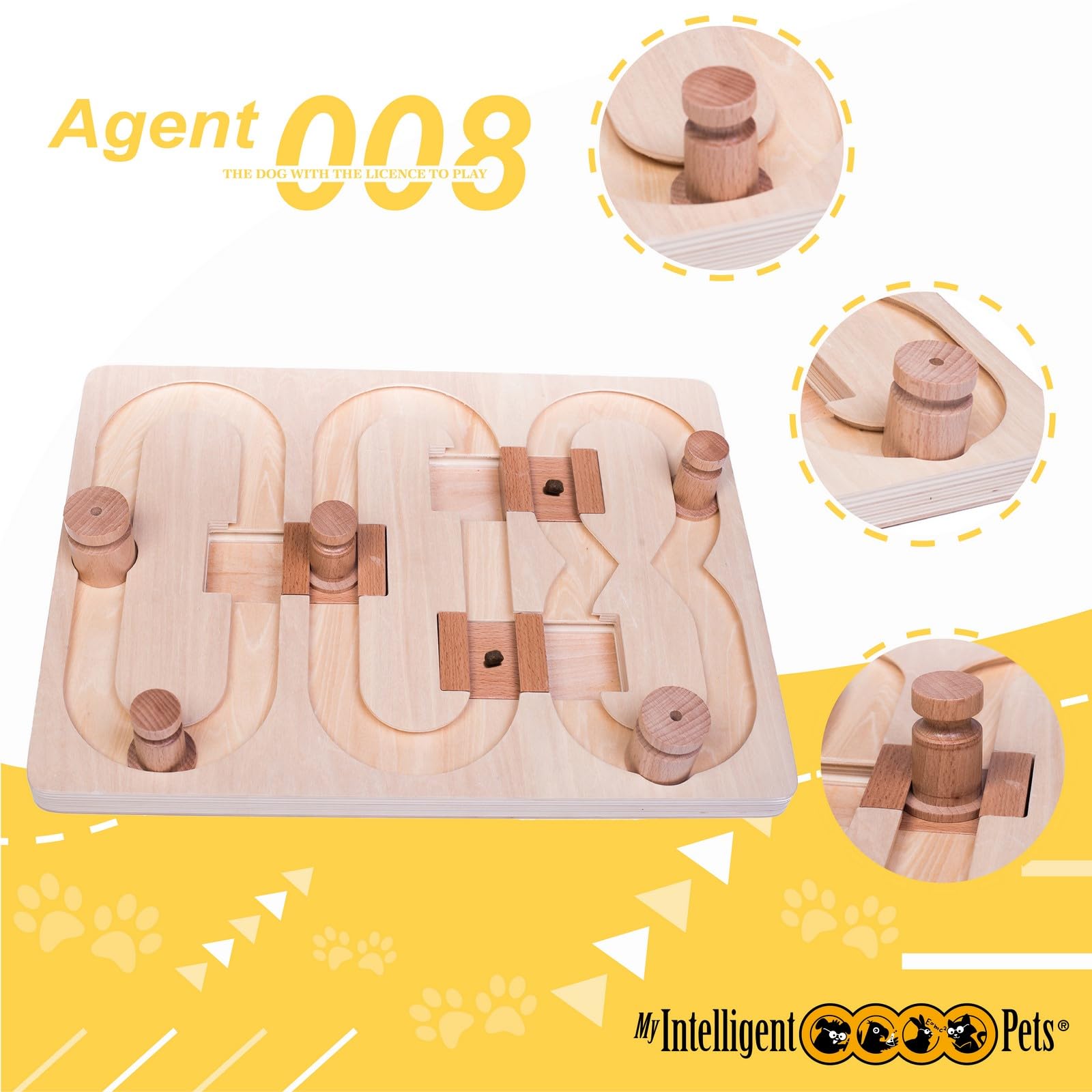 My Intelligent Pets Agent 008 - Juguete Interactivo de Madera para Perros y Gatos