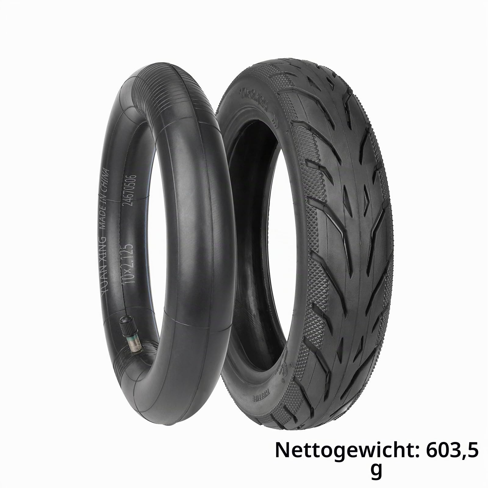 10x2,125 Außen-und Innen Reifen für Segway Ninebot D18 D28 D38 F20 F25 F30 F40 F40 D2 F65D für Navee V25i Pro/V40i Pro/V50i Pro Elektroroller, Ersatzreifen mit Schlauch für E-Scooter (1 Satz)