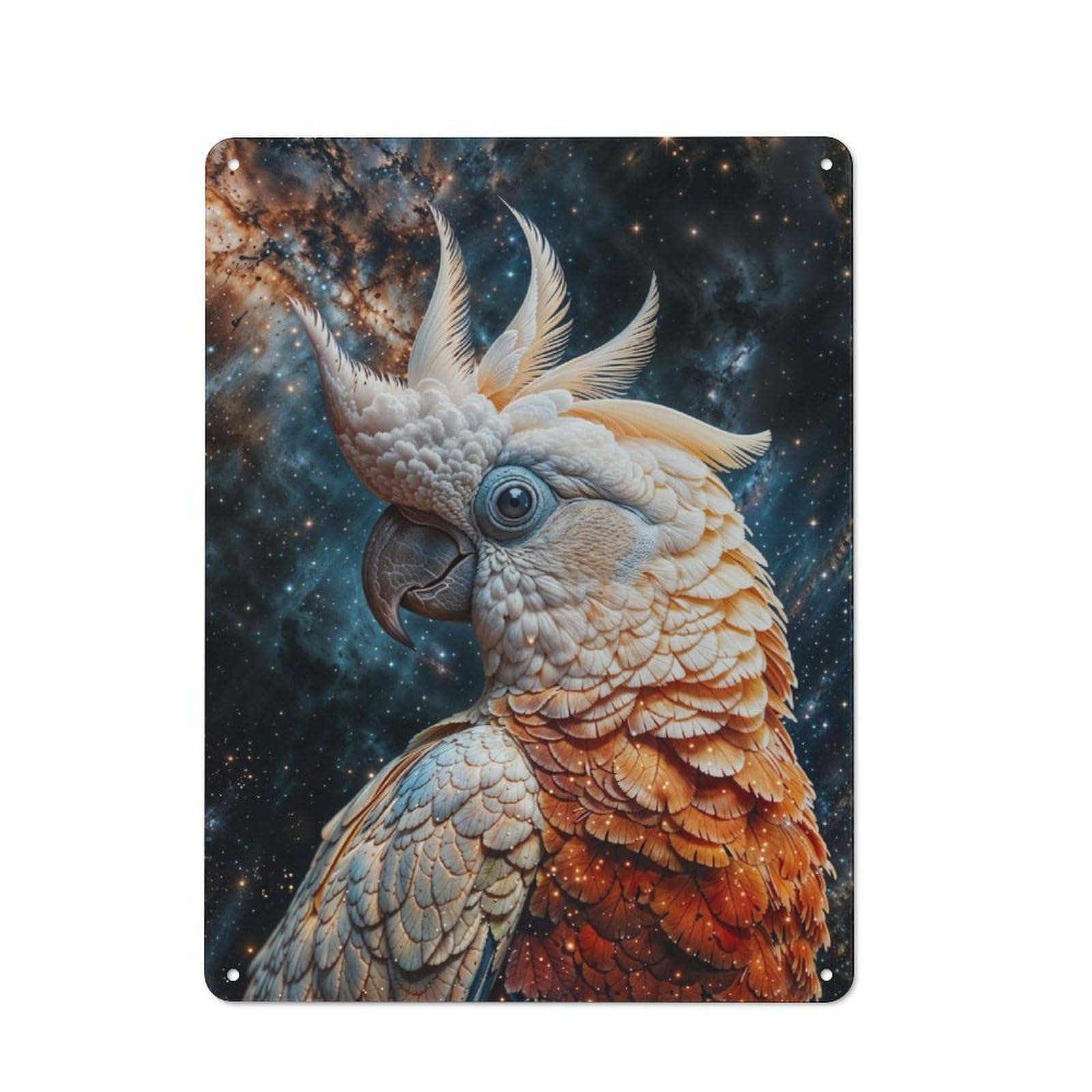 Junmoney Cosmic Cockatoo Tin Wall Plaque 40X30cm With For Dining Room Or Kitchen, For Collectors Decorating Kitchens And Dining Spaces