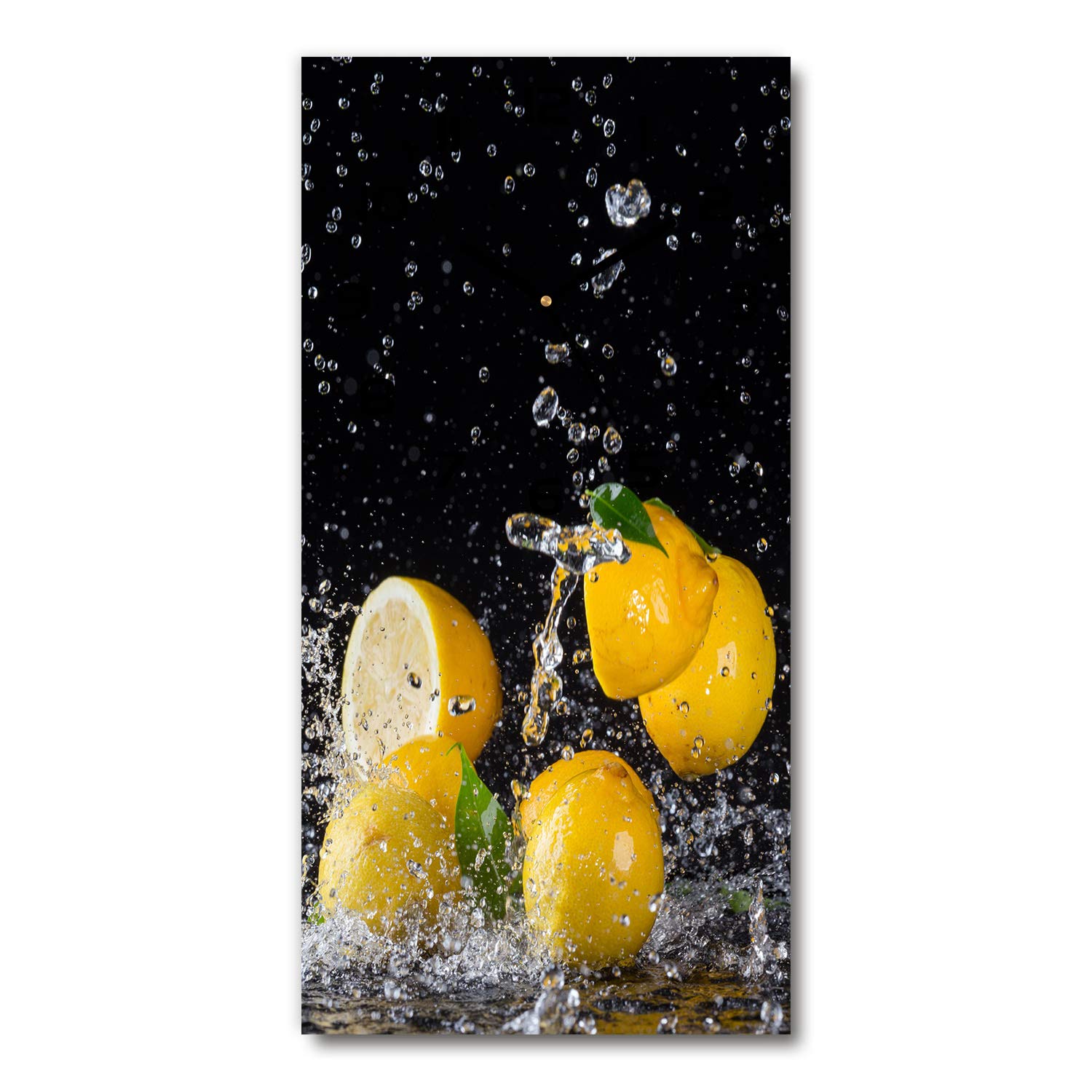 Horloge en verre 30x60cm Tulup motif citron de cuisine