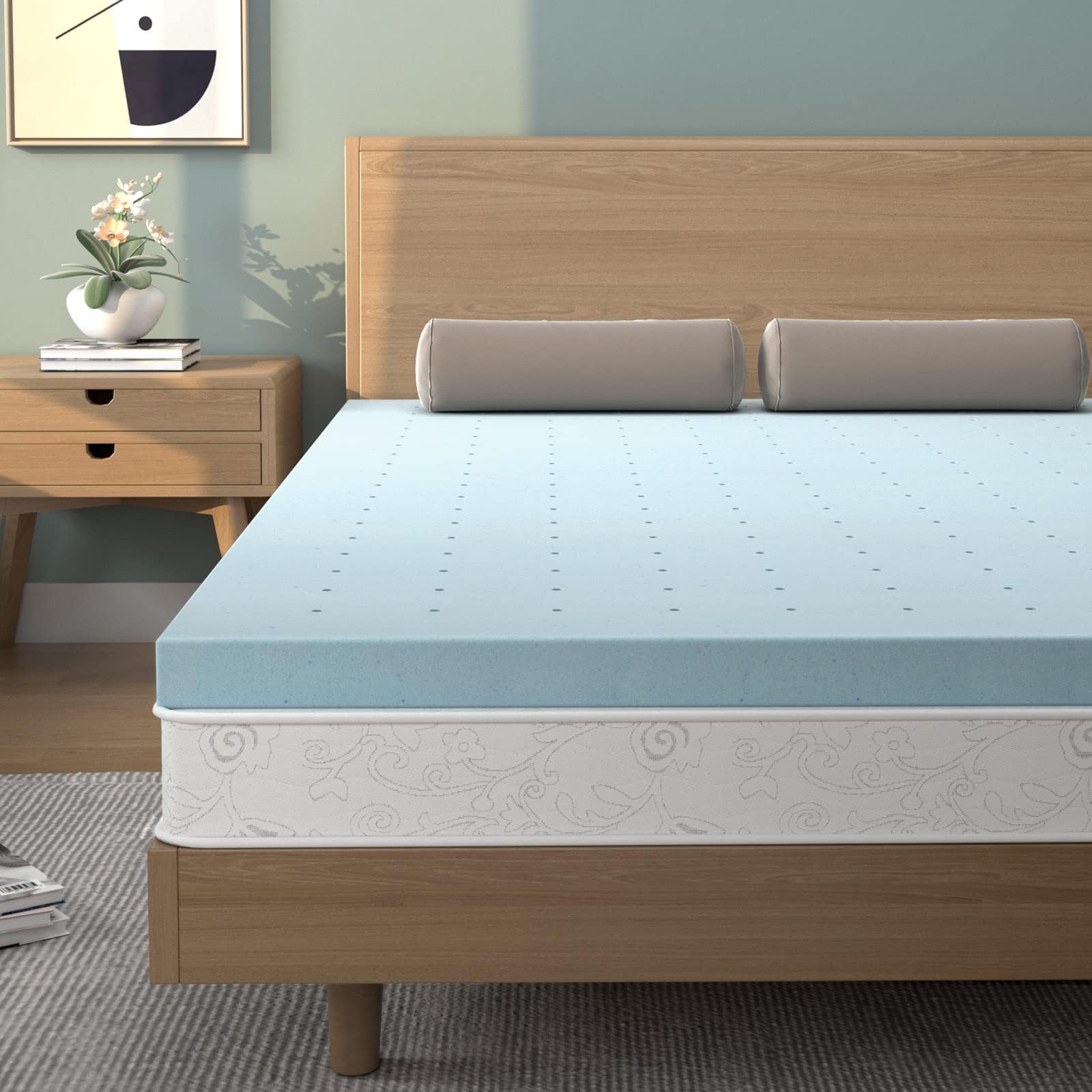 Giantex 4 Inch Mattress Topper, Gel Infused Memory Foam Bed Topper, Cooling Ventilated Mattress Bed Pad Soft & Supportive, Pressure Relieving, CertiPUR-US Certified (Queen)