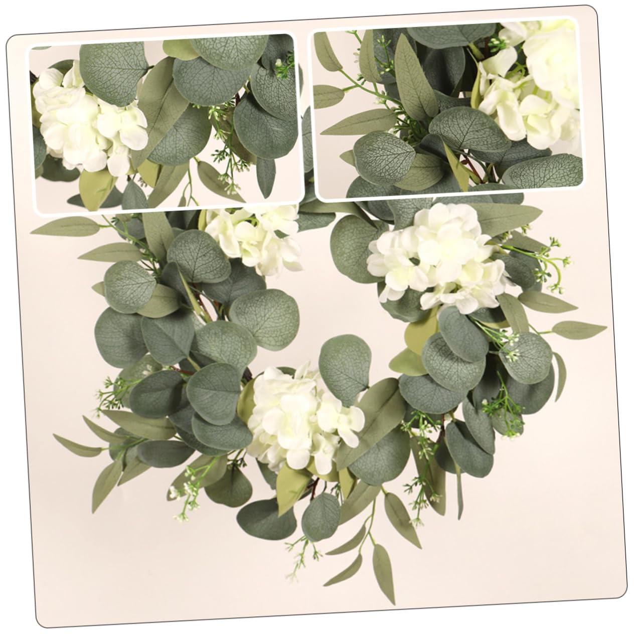 Alipis 1set Ghirlanda Estiva Fiori Artificiali Di Ortensia e Eucalipto Decorazione Per Appendi Casa e Feste Include Luce Led Per Atmosfera Accogliente