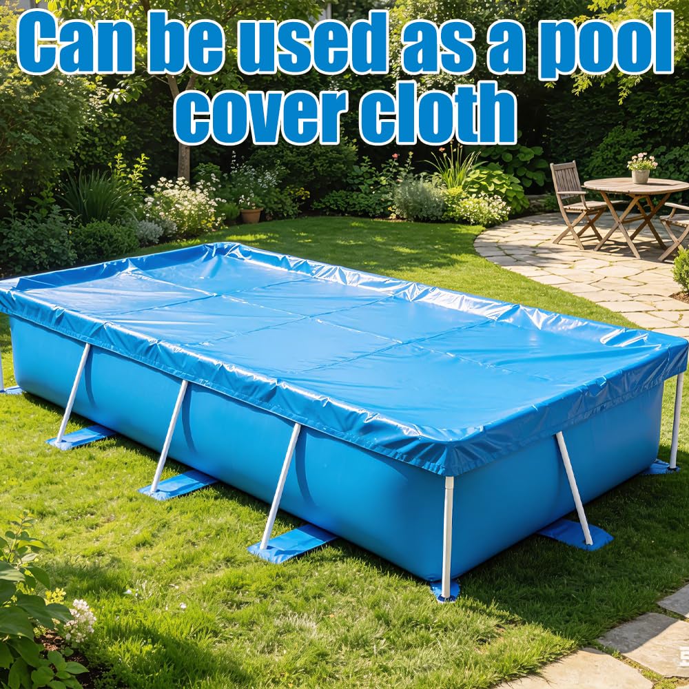 Tapis de Sol pour Piscine, Tapis de Piscine Rectangulaire Bleu Pliable Imperméable, Hors Terre Tapis de Protection pour Piscines Gonflables, Protecteur De Sol Piscine, Antidérapant 445 x 254cm