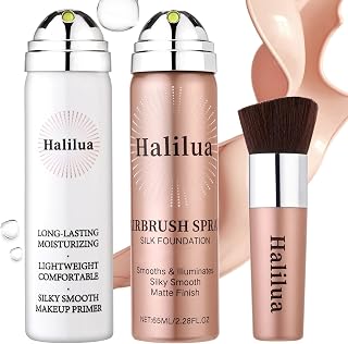 Airbrush Foundation Spray with Primer, Buildable Full Coverage Waterproof Foundation Makeup for Smooth Radiant Finish, Silk Air Brush Flawless Setting Spray for Flawless Finish (2Natural)